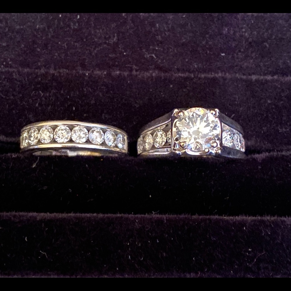 Engagement ring and wedding band